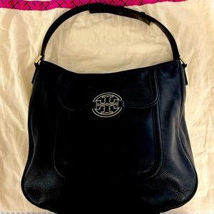 Black Leather Tory Burch Hobo